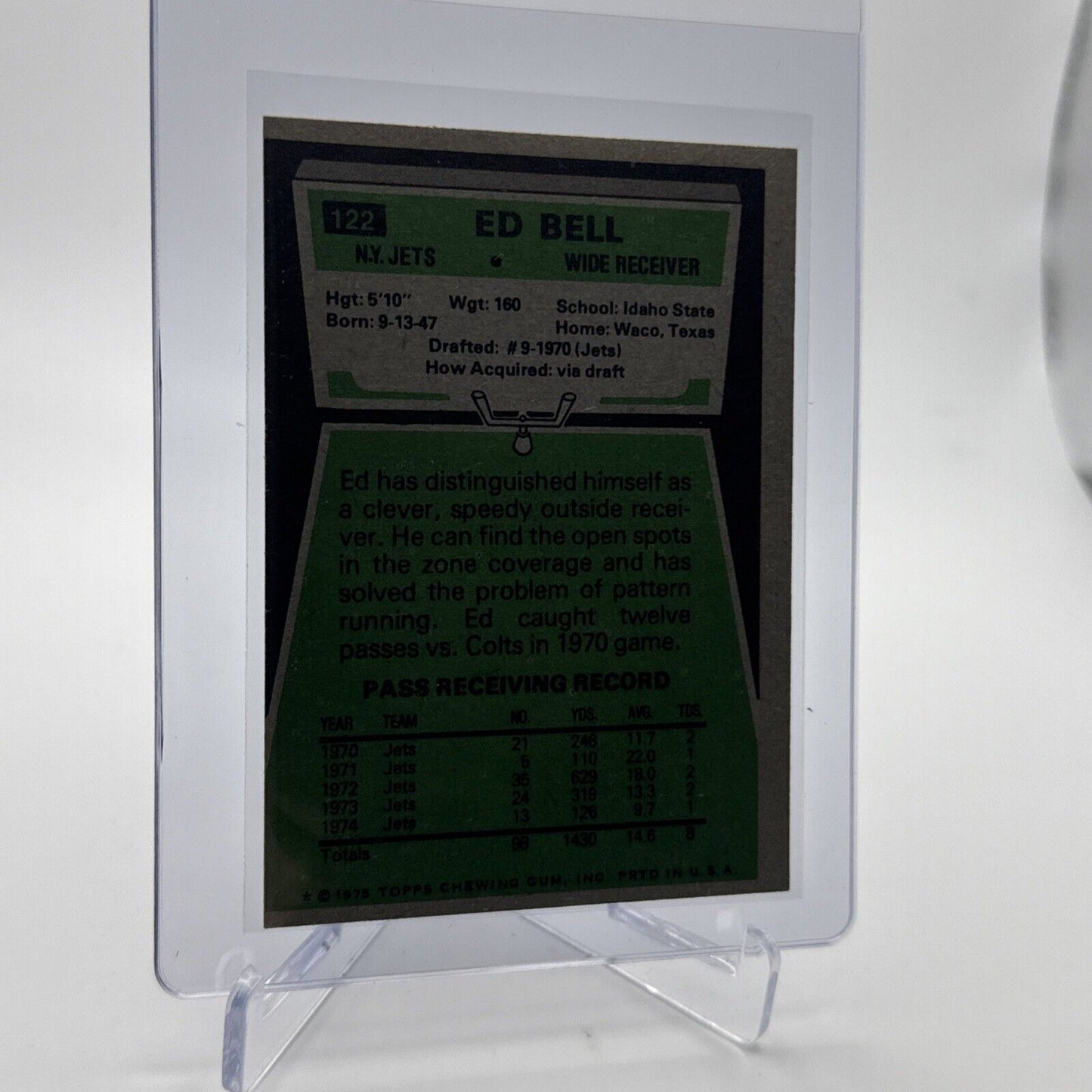 1975 Topps Ed Bell Football Card #122 NM Quality #6 FREE SHIPPING