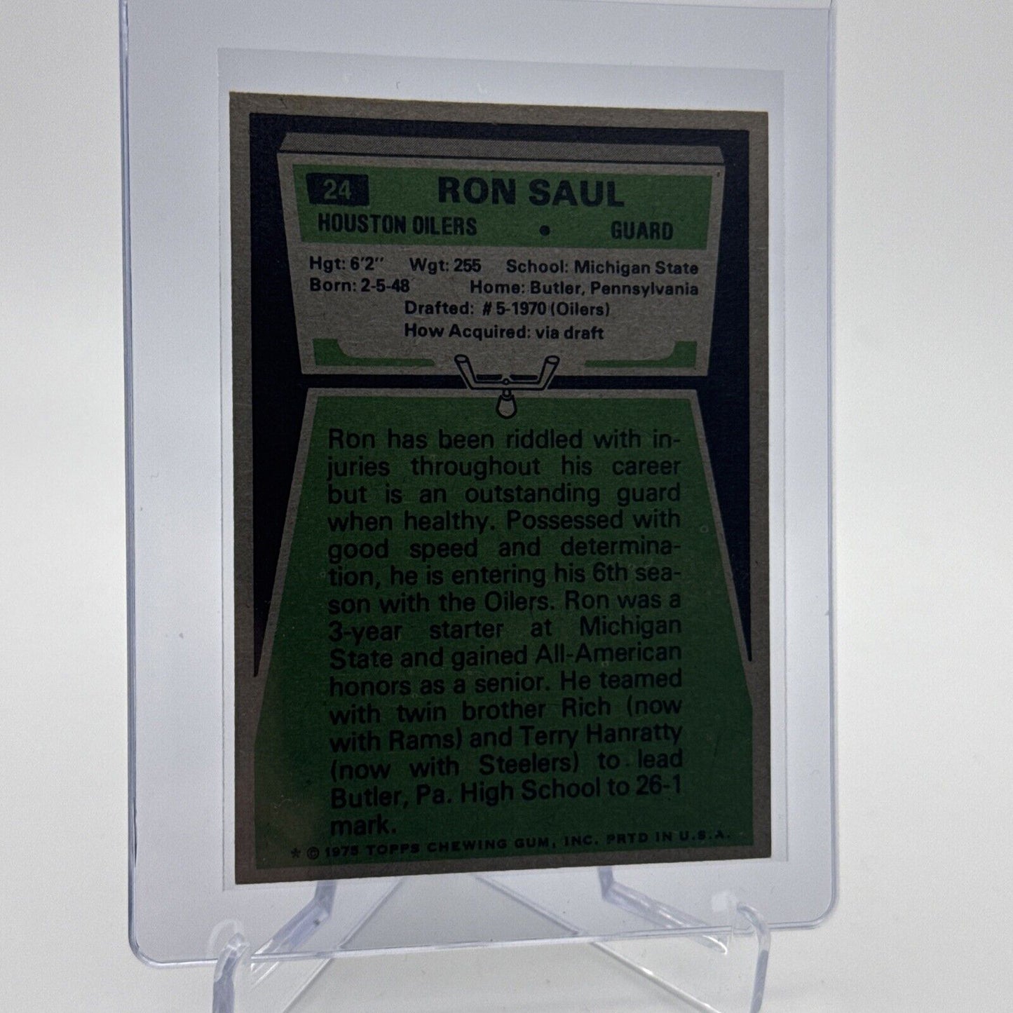 1975 Topps Ron Saul Football Card #24 NM Quality #3 FREE SHIPPING