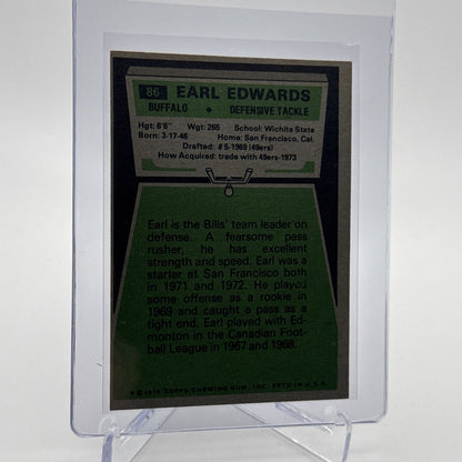 1975 Topps Earl Edwards Rookie Football Card #86 NM Quality #5 FREE SHIPPING