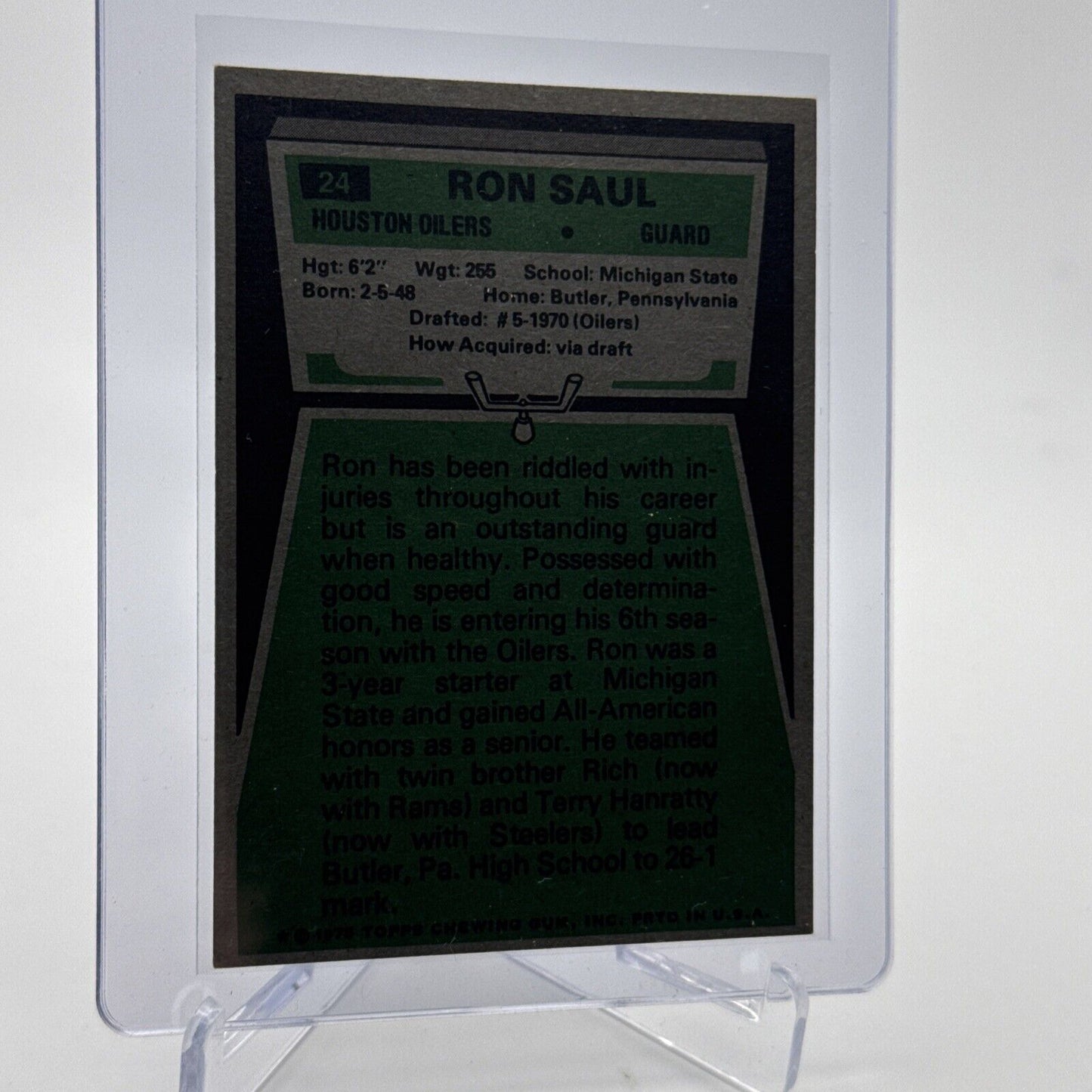 1975 Topps Ron Saul Football Card #24 NM Quality #9 FREE SHIPPING
