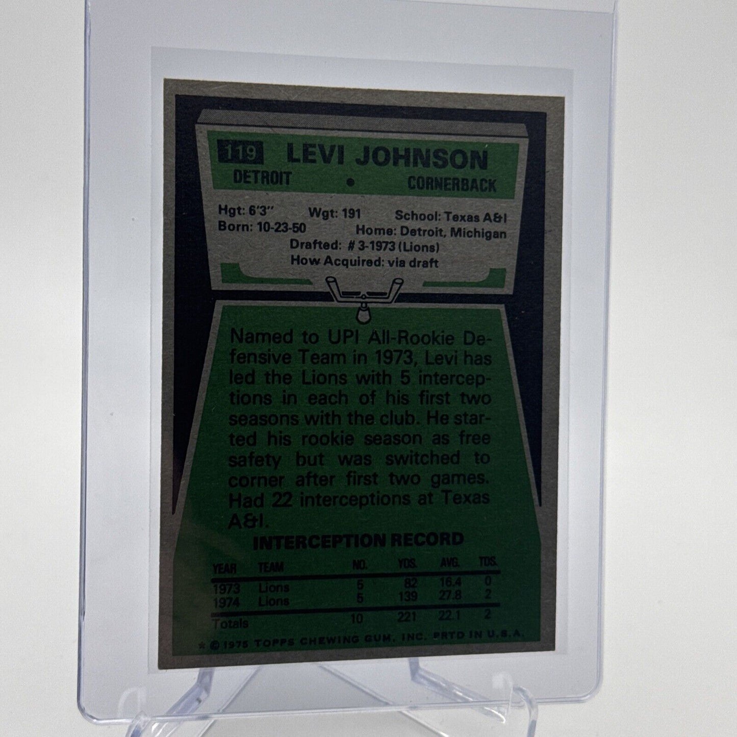 1975 Topps Levi Johnson Football Card #119 NM Quality #2 FREE SHIPPING