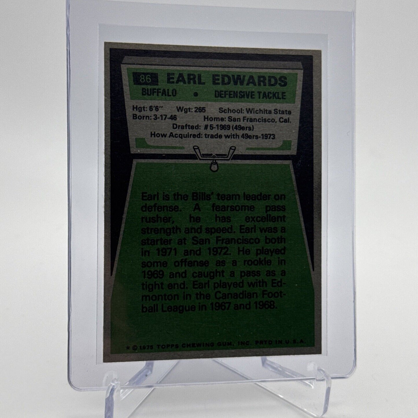 1975 Topps Earl Edwards Rookie Football Card #86 NM Quality #4 FREE SHIPPING