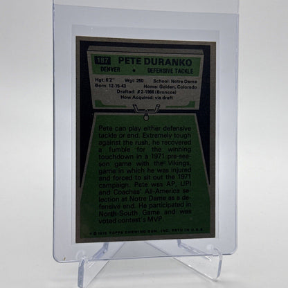 1975 Topps Pete Duranko Football Card #187 NM Quality #5 FREE SHIPPING