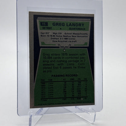 1975 Topps Greg Landry Football Card #15 NM Quality #5 FREE SHIPPING