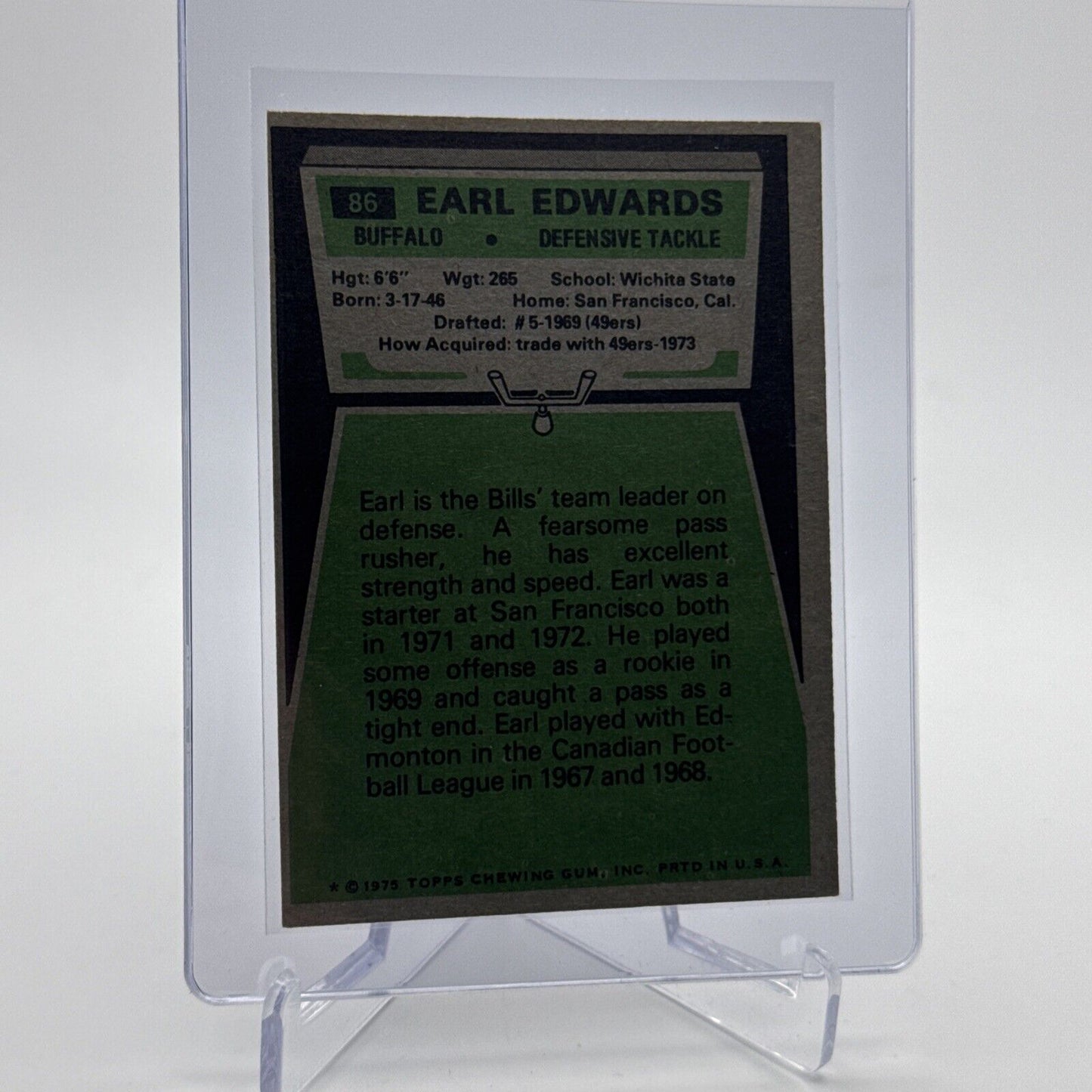 1975 Topps Earl Edwards Rookie Football Card #86 NM Quality #3 FREE SHIPPING