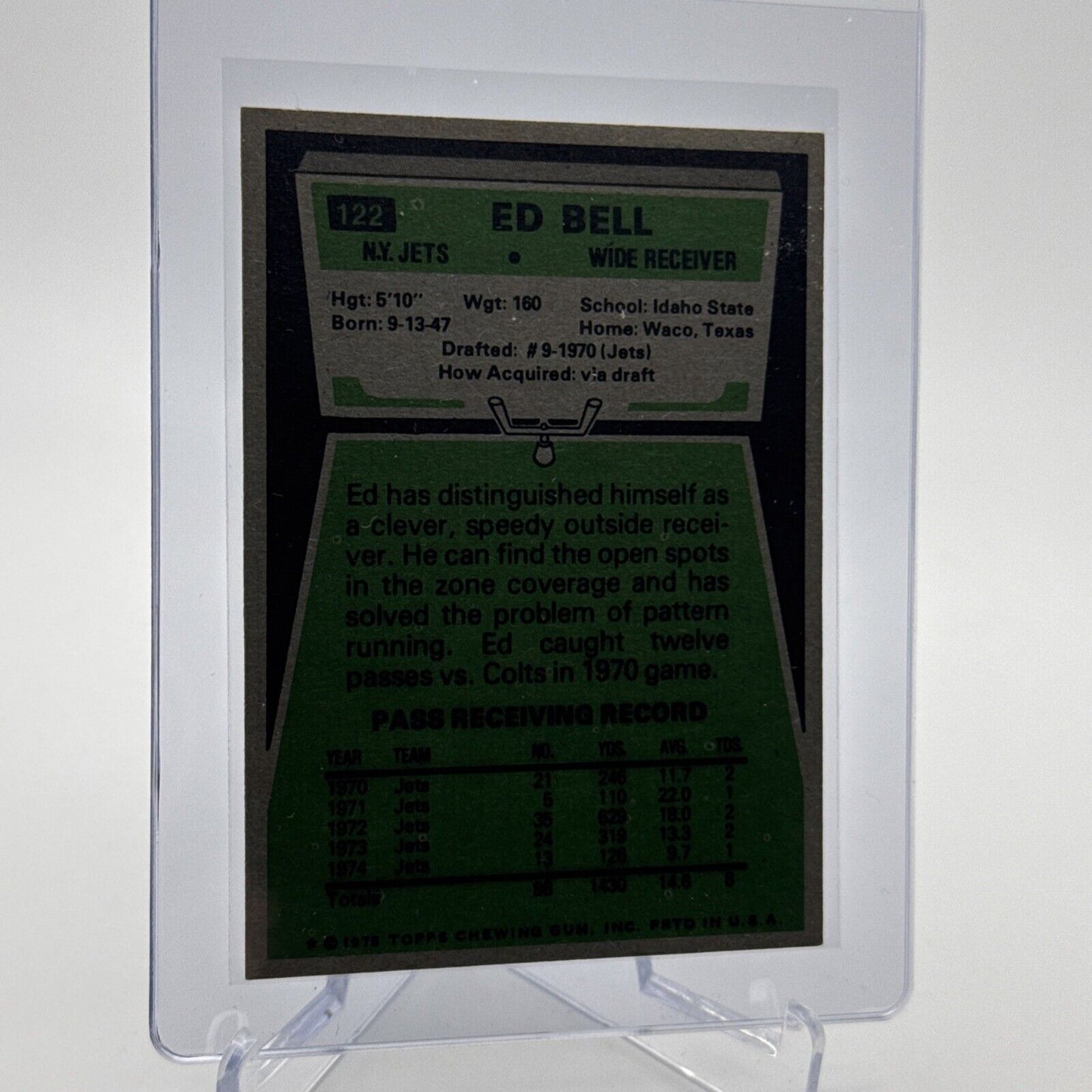 1975 Topps Ed Bell Football Card #122 NM Quality #8 FREE SHIPPING