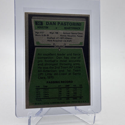1975 Topps Dan Pastorini Football Card #50 NM Quality #3 FREE SHIPPING