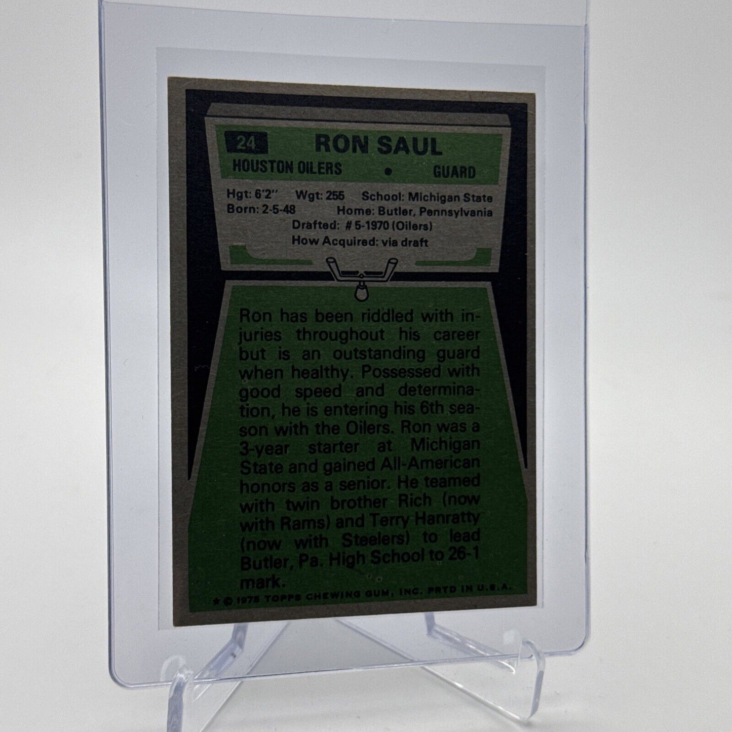1975 Topps Ron Saul Football Card #24 NM Quality #7 FREE SHIPPING