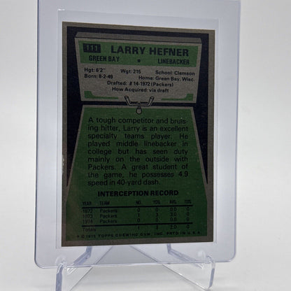 1975 Topps Larry Hefner Football Card #111 NM Quality #3 FREE SHIPPING
