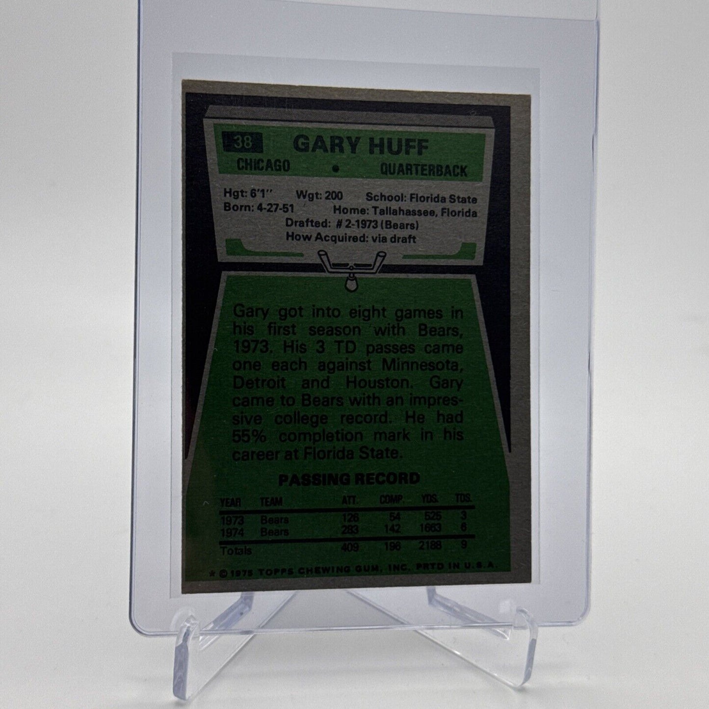 1975 Topps Gary Huff Football Card #38 NM Quality #3 FREE SHIPPING