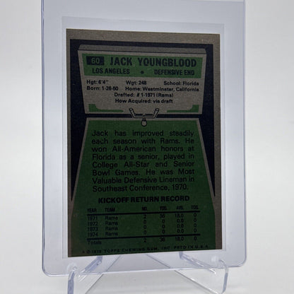 1975 Topps Jack Youngblood Football Card #60 NM Quality #3 FREE SHIPPING
