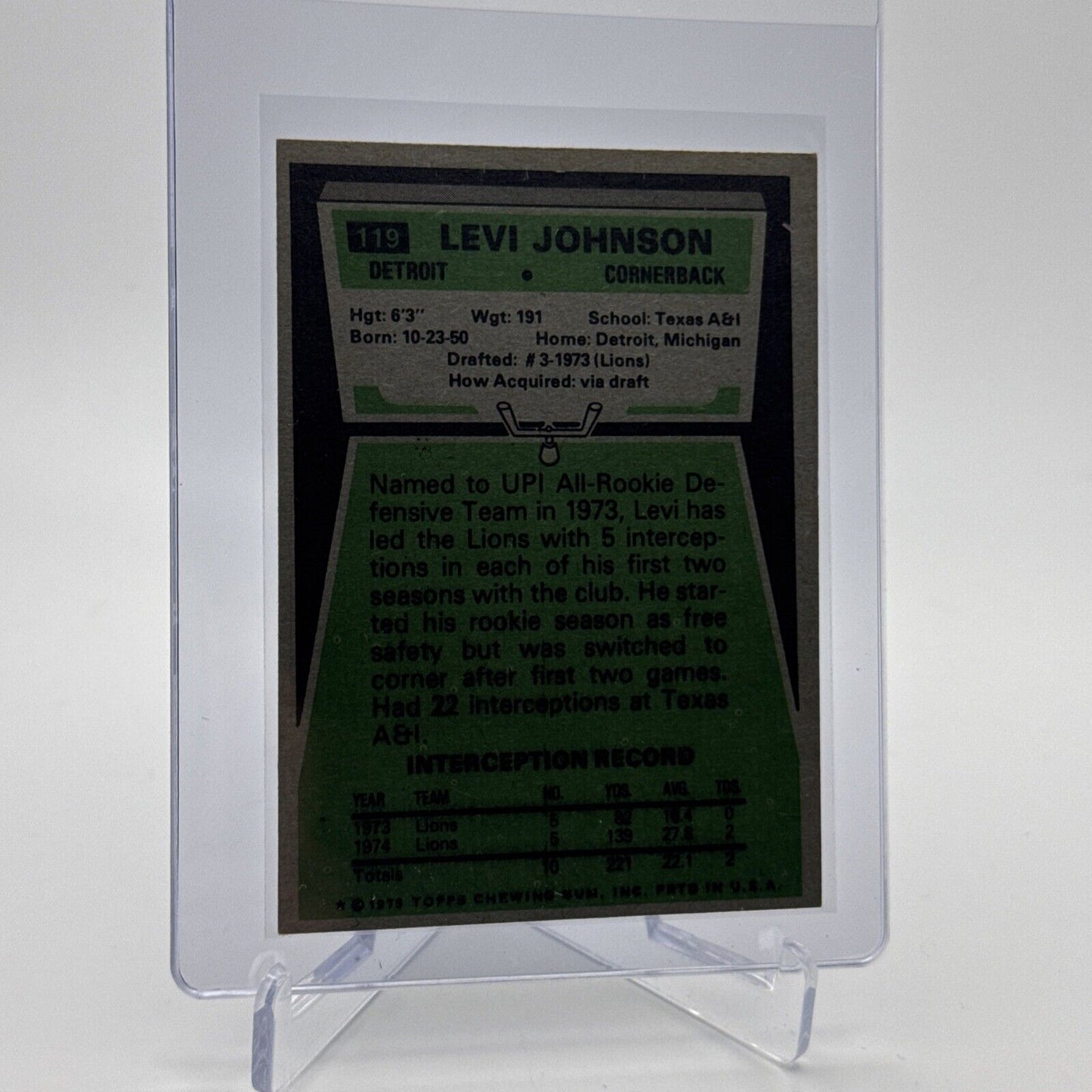 1975 Topps Levi Johnson Football Card #119 NM Quality #4 FREE SHIPPING