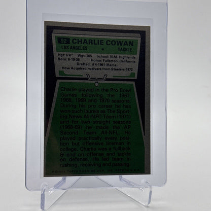 1975 Topps Charles Cowan Football Card #92 NM Quality #3 FREE SHIPPING