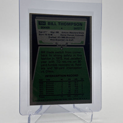 1975 Topps Bill Thompson Football Card #104 NM Quality #2 FREE SHIPPING