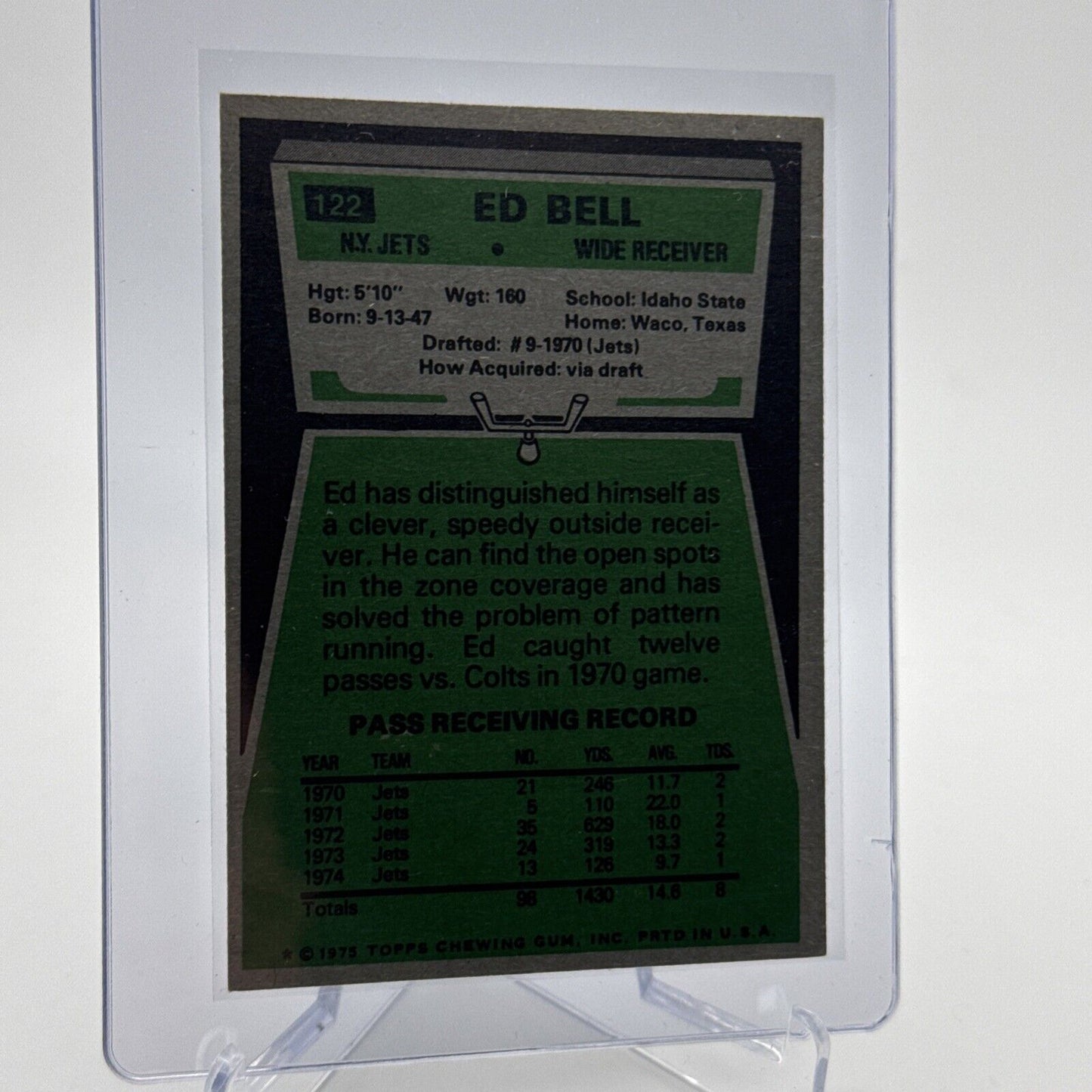 1975 Topps Ed Bell Football Card #122 NM Quality #4 FREE SHIPPING