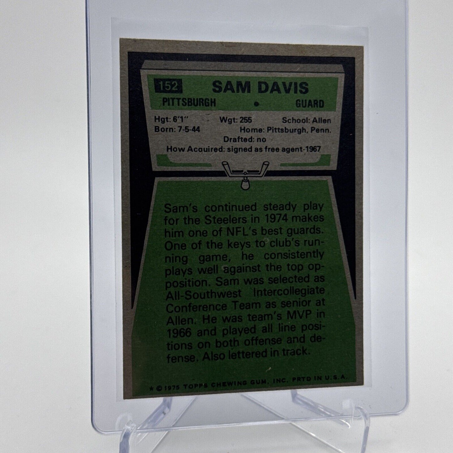 1975 Topps Sam Davis  Football Card #152 NM Quality #6 FREE SHIPPING