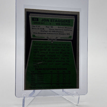 1975 Topps Jon Staggers Football Card #93 NM Quality #3 FREE SHIPPING