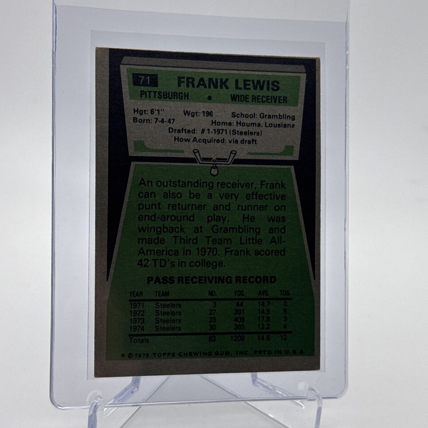 1975 Topps Frank Lewis Football Card #71 NM Quality #3 FREE SHIPPING