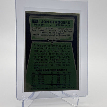 1975 Topps Jon Staggers Football Card #93 NM Quality #2 FREE SHIPPING