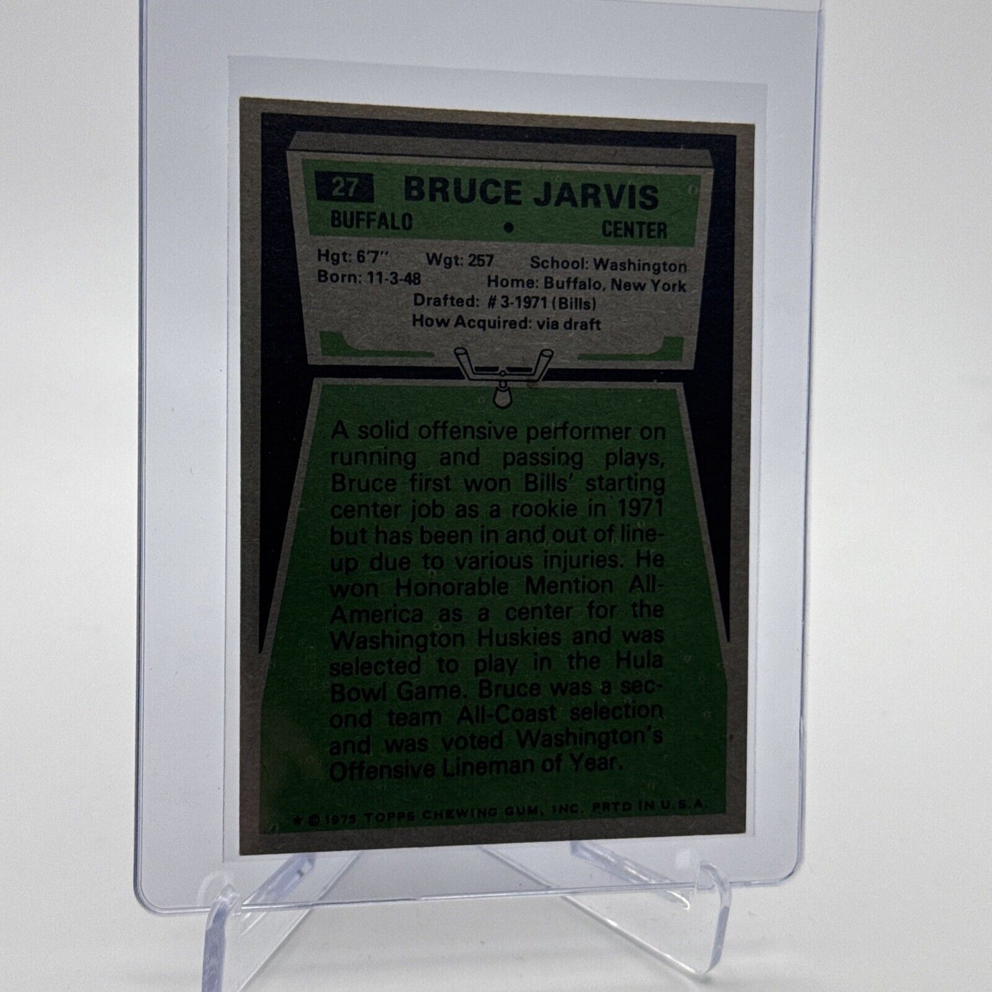 1975 Topps Bruce Jarvis Football Card #27 NM Quality #7 FREE SHIPPING