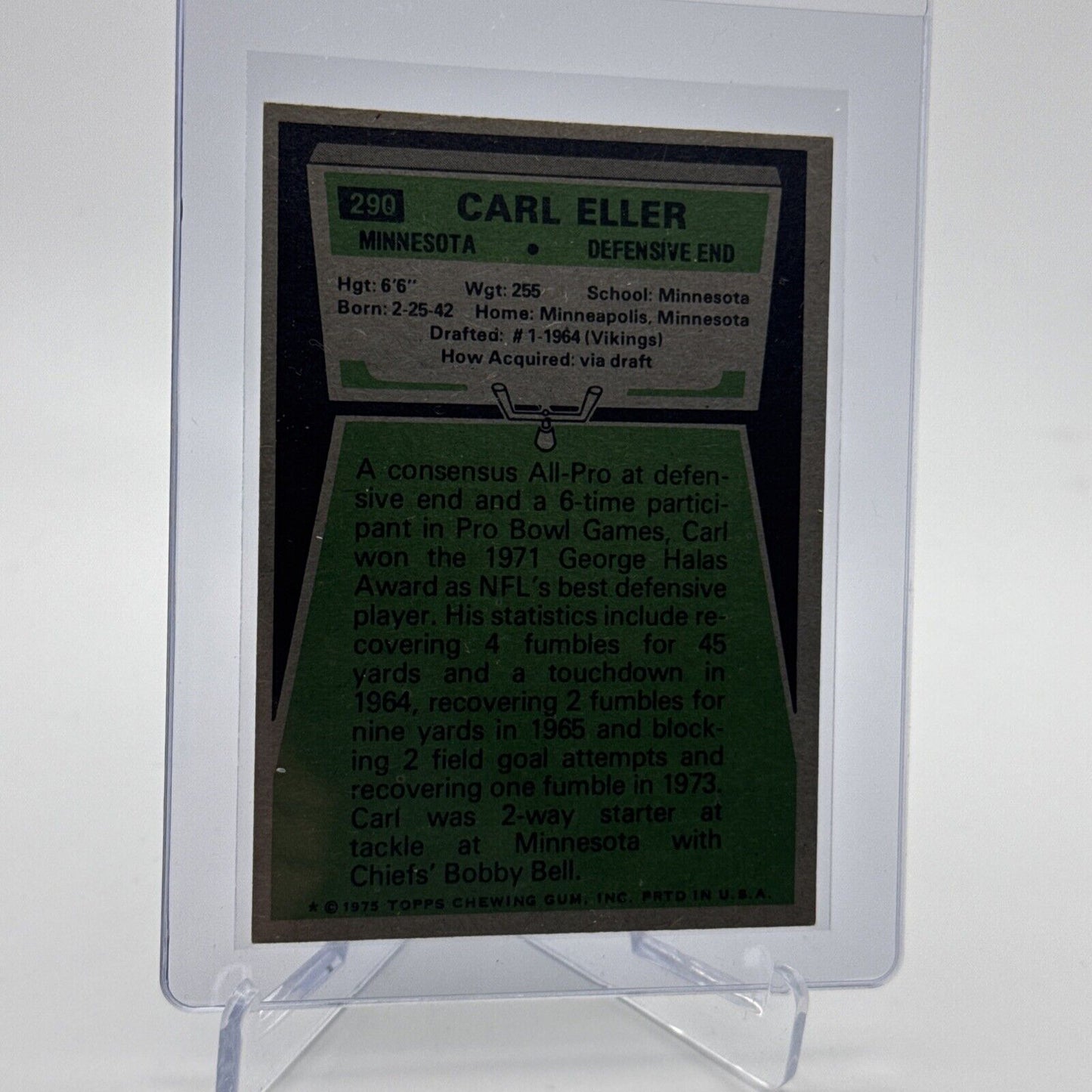 1975 Topps Carl Eller Football Card #290 NM Quality #4 FREE SHIPPING