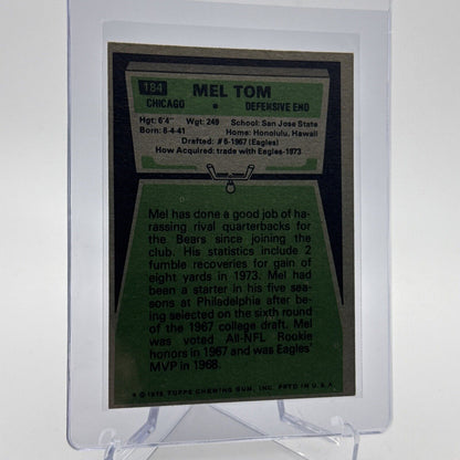 1975 Topps Mel Tom Football Card #184 NM Quality #4 FREE SHIPPING