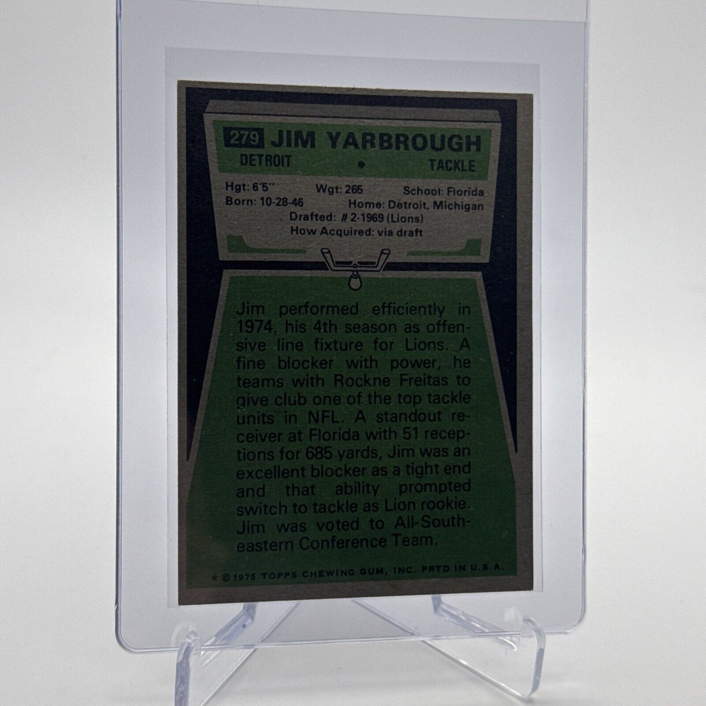 1975 Topps Jim Yarbrough Football Card #279 NM Quality #2 FREE SHIPPING