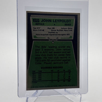 1975 Topps John Leypoldt Football Card #273 NM Quality #2 FREE SHIPPING