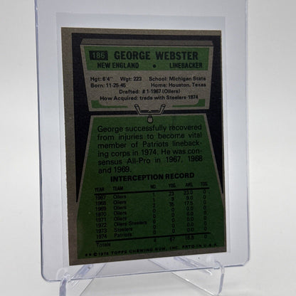 1975 Topps George Webster Football Card #186 NM Quality FREE SHIPPING