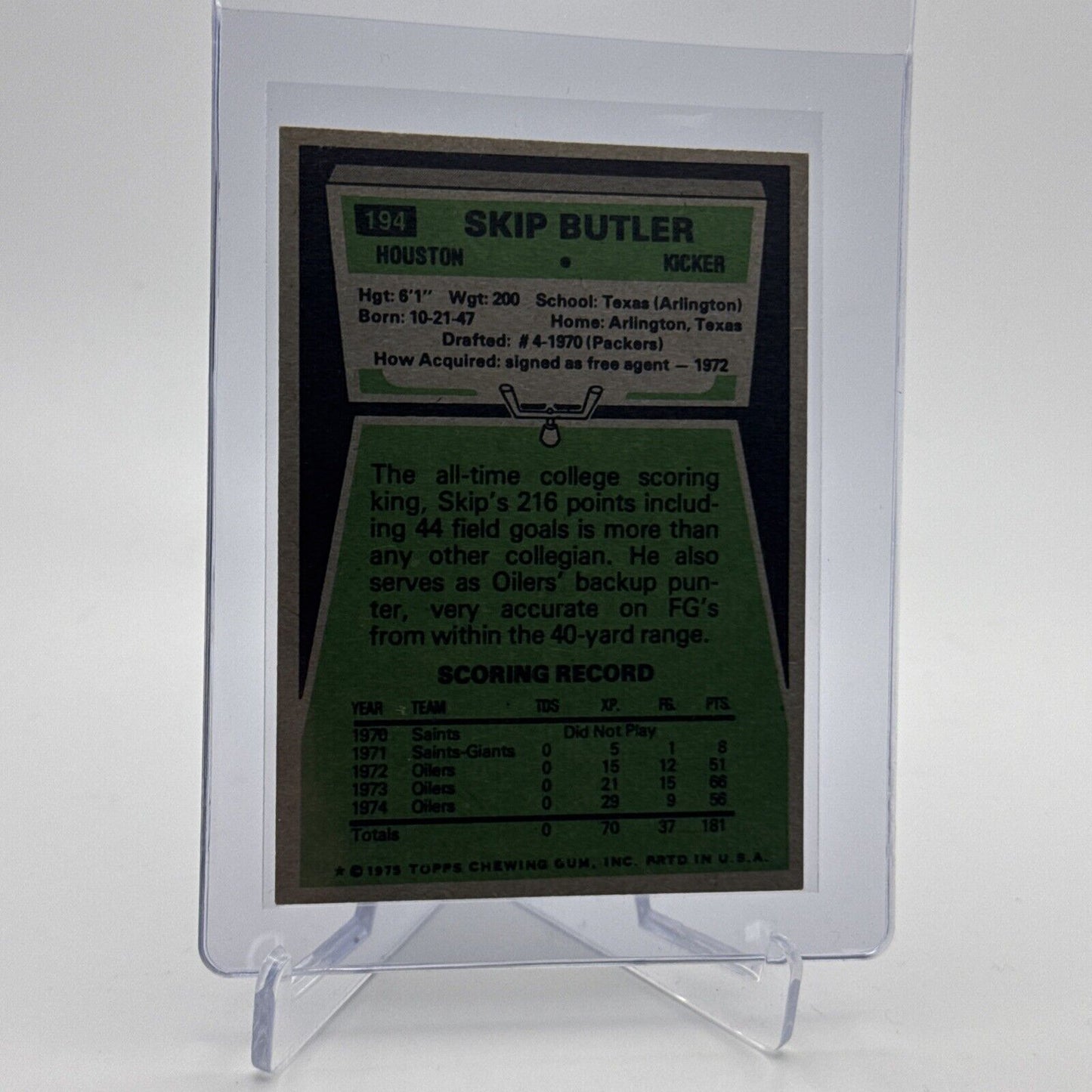 1975 Topps Skip Butler Football Card #194 NM Quality #2 FREE SHIPPING
