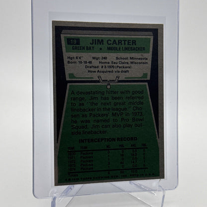 1975 Topps Jim Carter Football Card #19 NM Quality #6 FREE SHIPPING