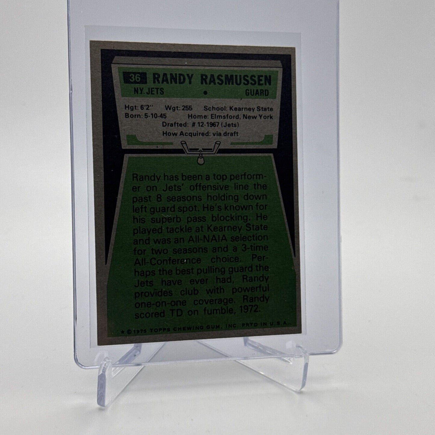 1975 Topps Randy Rasmussen Football Card #36 NM Quality #3 FREE SHIPPING