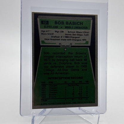1975 Topps Bob Babich Football Card #82 NM Quality #3 FREE SHIPPING
