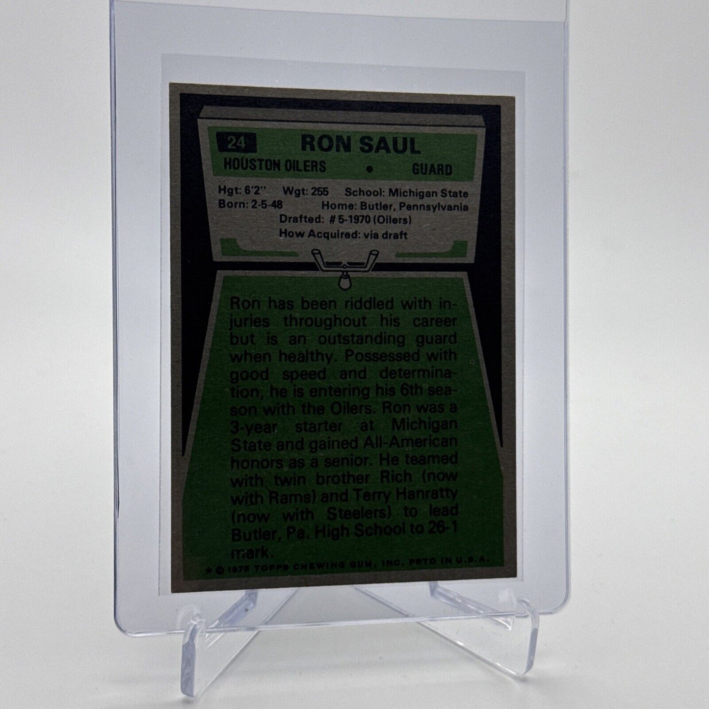 1975 Topps Ron Saul Football Card #24 NM Quality #4 FREE SHIPPING