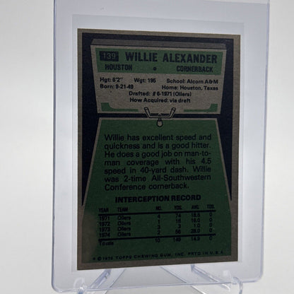 1975 Topps Willie Alexander Football Card #139 NM Quality #4 FREE SHIPPING