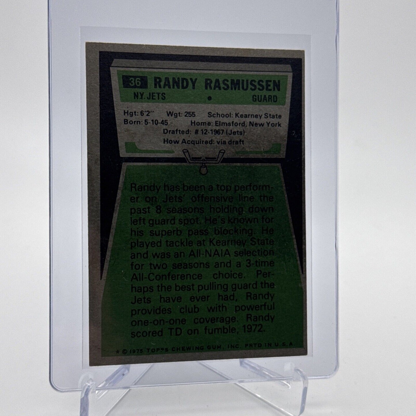 1975 Topps Randy Rasmussen Football Card #36 NM Quality #4 FREE SHIPPING