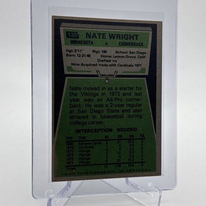 1975 Topps Nate Wright Rookie Football Card #130 NM Quality #2 FREE SHIPPING