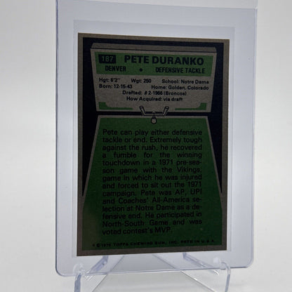 1975 Topps Pete Duranko Football Card #187 NM Quality #3 FREE SHIPPING