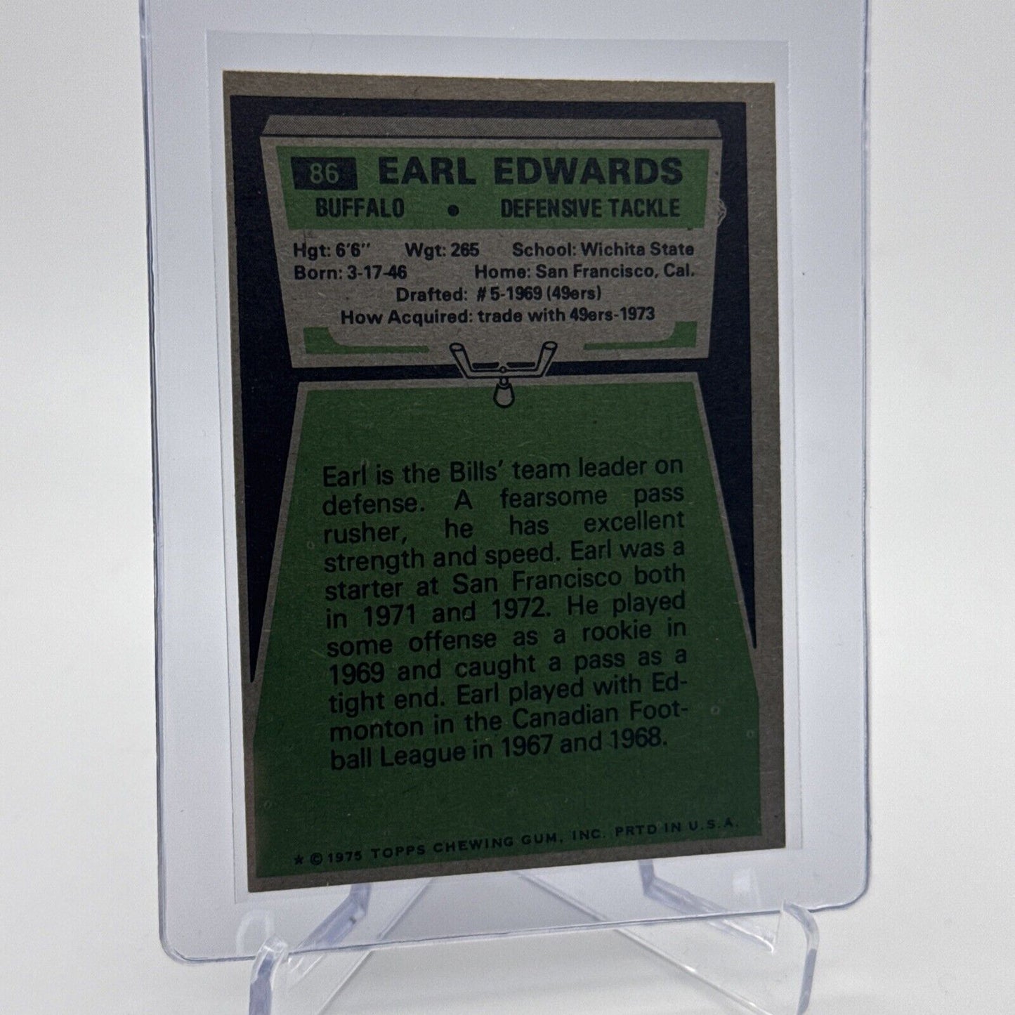 1975 Topps Earl Edwards Rookie Football Card #86 NM Quality #2 FREE SHIPPING