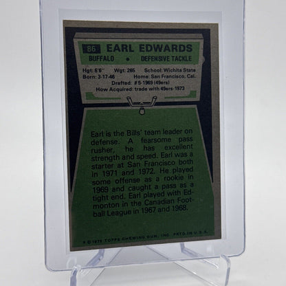 1975 Topps Earl Edwards Rookie Football Card #86 NM Quality #2 FREE SHIPPING