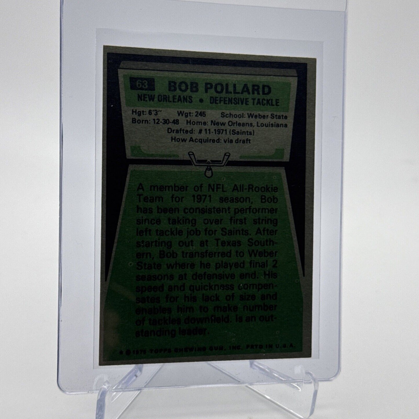 1975 Topps Bob Pollard Football Card #63 NM Quality #8 FREE SHIPPING