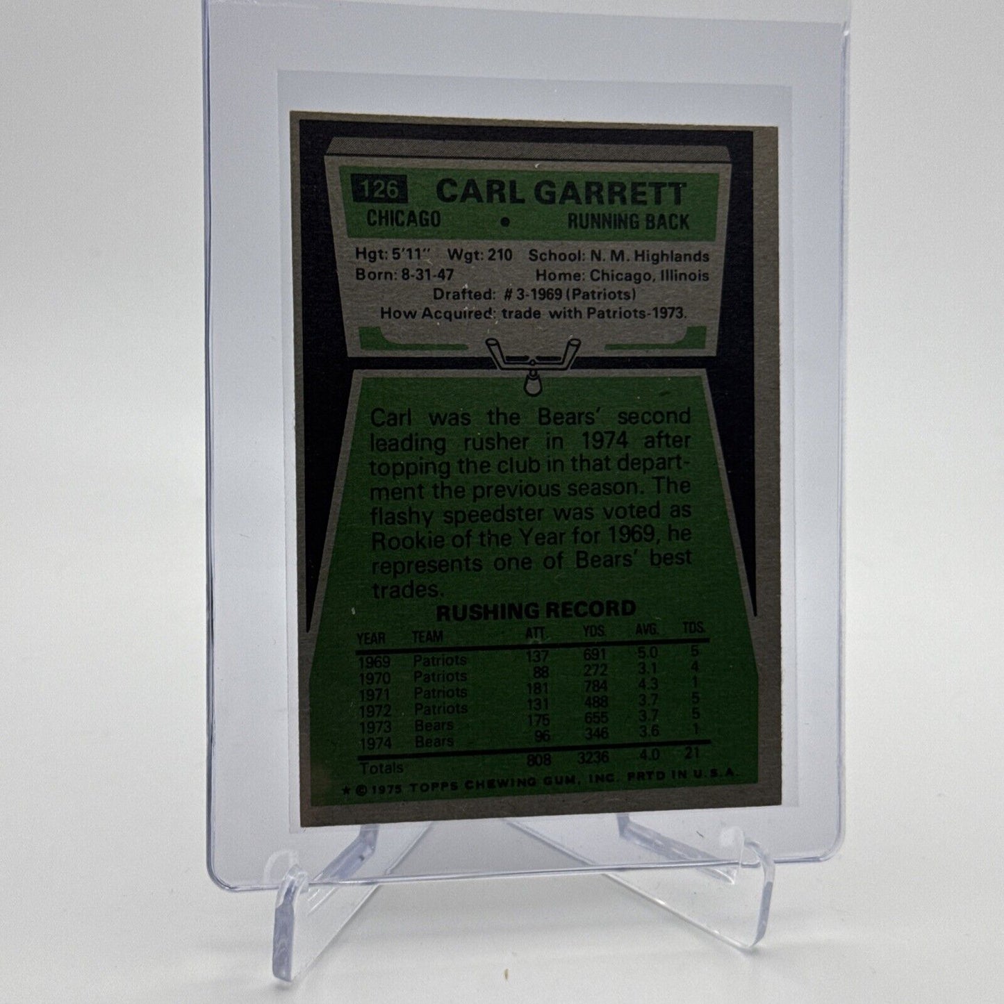 1975 Topps Carl Garrett Football Card #126 NM Quality #6 FREE SHIPPING