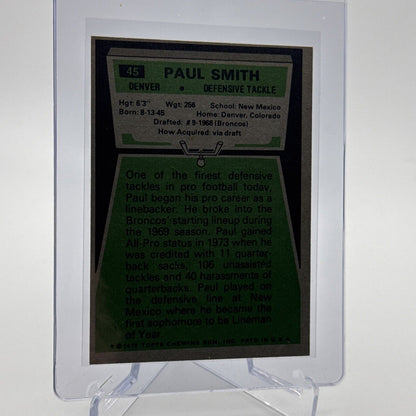 1975 Topps Paul Smith Football Card #45 NM Quality #9 FREE SHIPPING