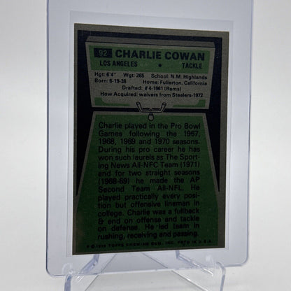 1975 Topps Charles Cowan Football Card #92 NM Quality #7 FREE SHIPPING