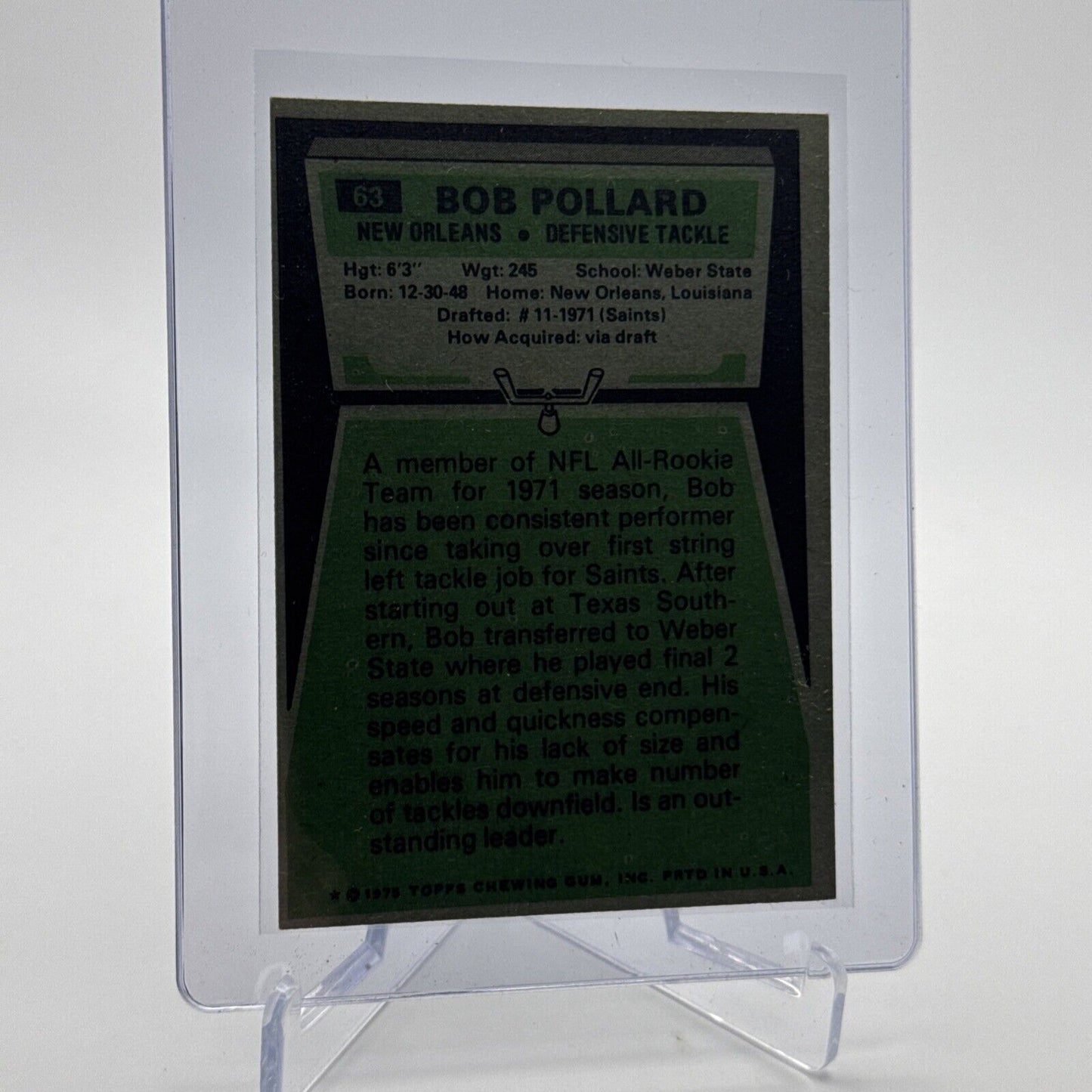 1975 Topps Bob Pollard Football Card #63 NM Quality #10 FREE SHIPPING