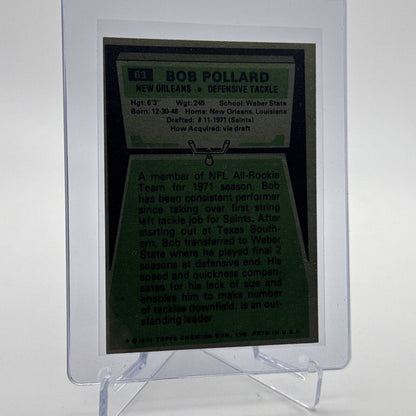 1975 Topps Bob Pollard Football Card #63 NM Quality #10 FREE SHIPPING