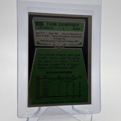 1975 Topps Tom Dempsey Football Card #163 NM Quality FREE SHIPPING