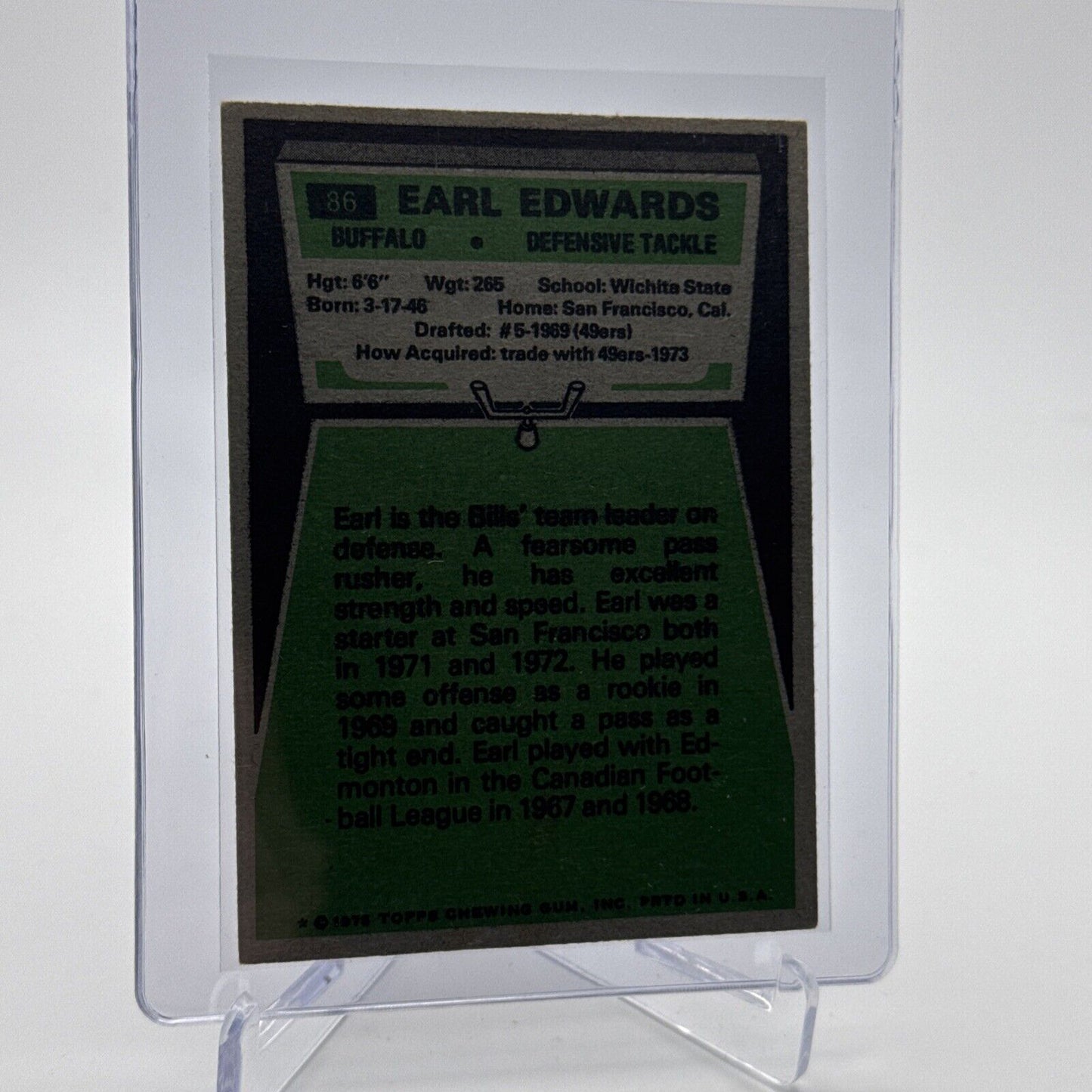 1975 Topps Earl Edwards Rookie Football Card #86 NM Quality #6 FREE SHIPPING