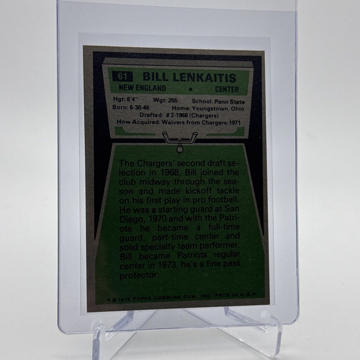 1975 Topps Bill Lenkaitis Football Card #61 NM Quality #4 FREE SHIPPING