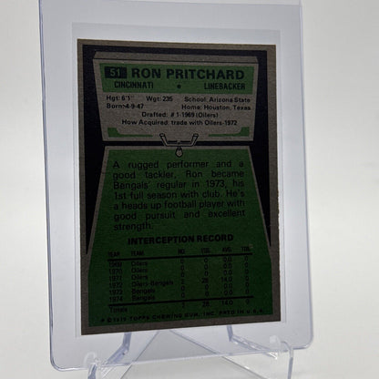 1975 Topps Ron Pritchard Rookie Football Card #51 NM Quality #3 FREE SHIPPING